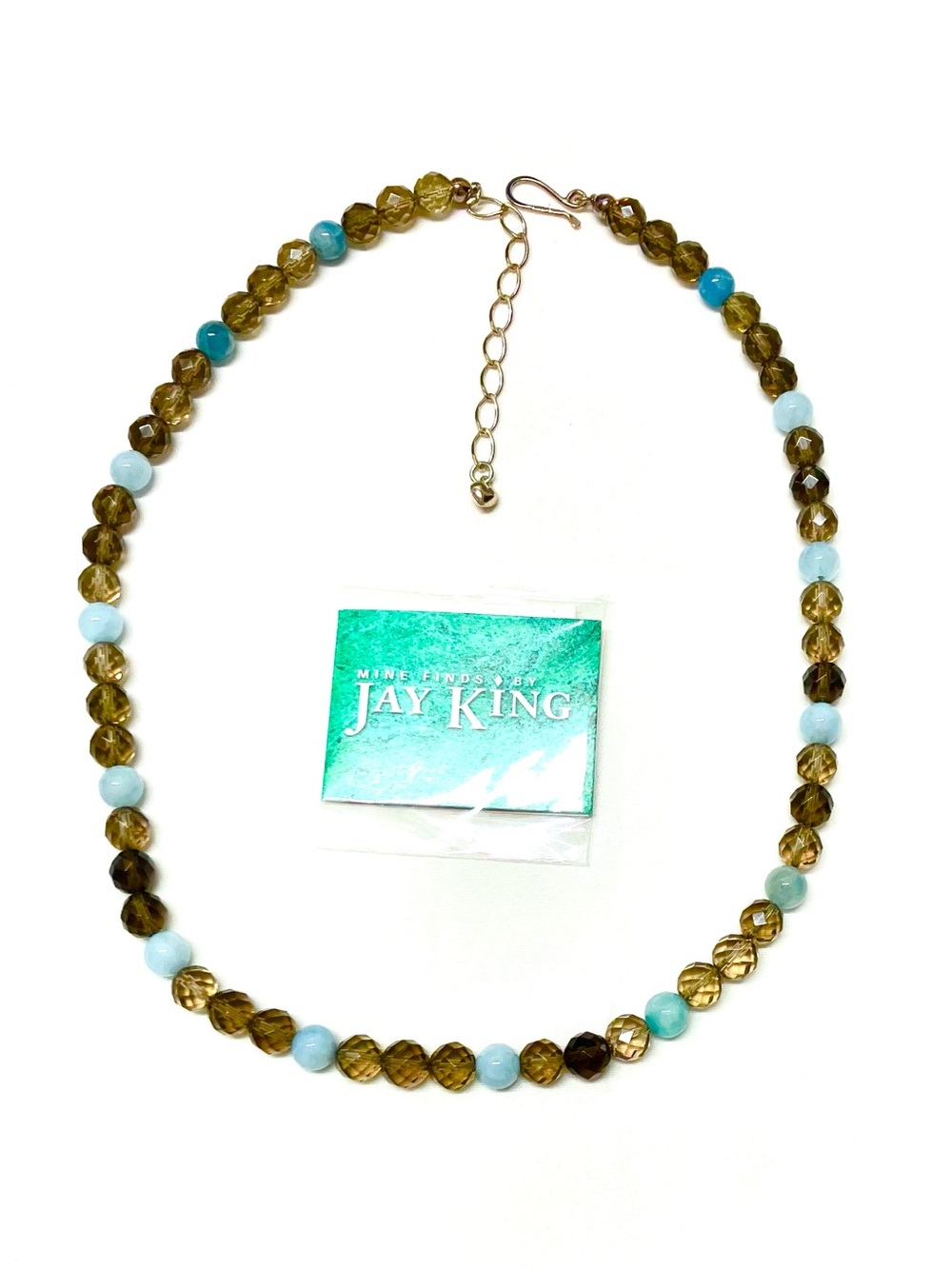 Jay King Sterling Silver Smoky Quartz and Aquamarine Beaded Necklace